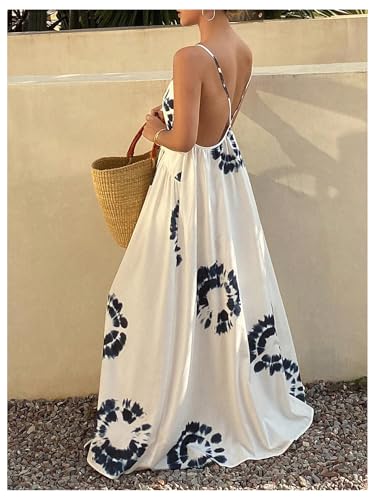 SOLY HUX Women's Boho Floral Print Backless Maxi Dress Tie Front Deep V Neck Sleeveless A Line Flowy Dresses4
