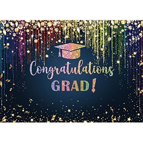 Maijoeyy 7x5ft Graduation Backdrop Class of 2024 Backdrop for Photography Blue Gold Glitter Class of 2024 Backdrop Congrats Grad Party Decoration Photography Props Cover