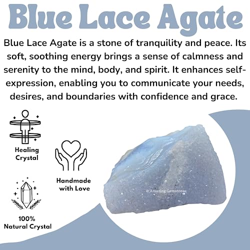 Image of Amazing Gemstone Blue Lace Agate Raw Crystals and Healing Stones, Natural Rocks for Tumbling - DIY Raw Stones and Crystals, 2 Pieces
