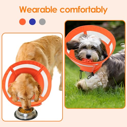 Image of SAWMONG Soft Cone for Dogs - Extra Large Dog Recovery Collar, Adjustable E-Collar to Stop Licking After Surgery (XL, Orange)