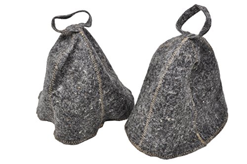 Lot de 2 Bonnets de Protection en Feutre Gris pour Bania Russe ou Sauna - Taille Unique Cover
