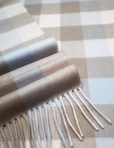 100% Cashmere Scarf with Gift envelope - Plaid Check Tartan Warm Soft Scarf, Gift for Women and Men3