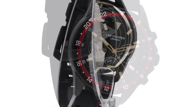 Lee Cooper Orologio Da Uomo Multifunzione LC07210.651, Cassa Nera 45 Mm, Cinturino In Pelle, Vetro Minerale