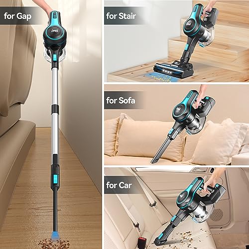Image of INSE Cordless Vacuum Cleaner, 6-in-1 Rechargeable Stick Vacuum with 2200 m-A-h Battery, Powerful Lightweight Cordless Vacuum Cleaner, Up to 45 Mins Runtime, for Home Hard Floor Carpet Pet Hair-N5T