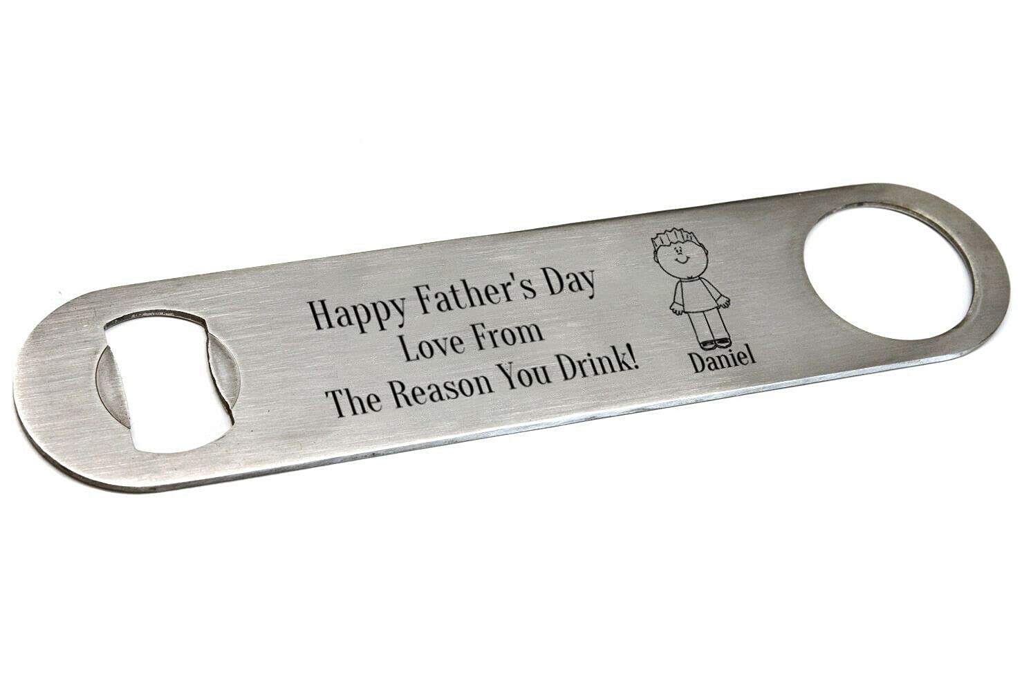 Personalised Father's Day Bar Blade Beer Bottle Opener Gift Son - Enter Your Own Custom Text (Silver)