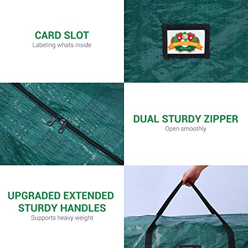 Ohuhu 9ft Christmas Tree Storage Bag, 62” X 25.6” X 25.6” Extra Large Christmas Tree Storage Container, Tear Proof Duffle Bag Waterproof Material, UP to 9 ft Disassembled Artificial Xmas Tree, Green