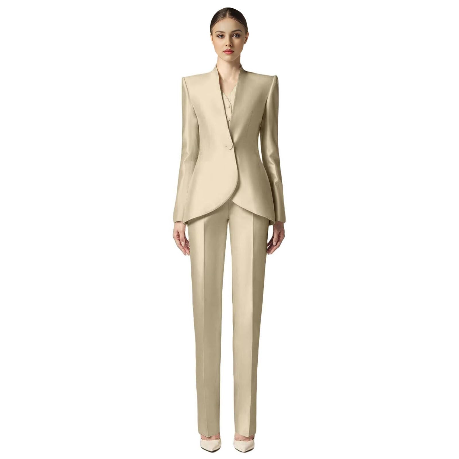 TIANMEI Womens Satin Suits 3 Pieces Slim Fit Suit for Women Casual Dressy Outfits Womens Tuxedo Formal Jacket