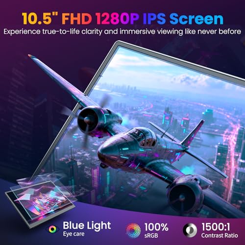 Image of Portable Monitor 10.5 inch 1280P 420 Nits100% sRGB Ultra-Slim Travel Monitor, HDR 16:10 Display with Adjustable Stand &Speakers USB-C HDMI, External Monitor for Laptop PC Phone