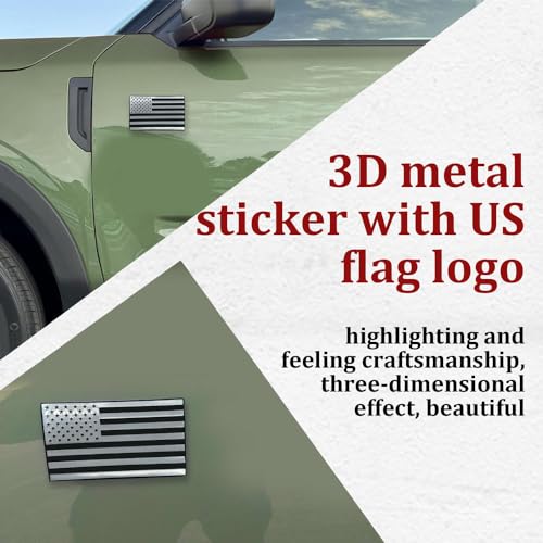 Image of 2PCS American Flag Decal Bumper Sticker, Embossed 3D Metal All Black American Flag Emblem Decal Stickers, 5 inch x 3 inch Matte USA Flag Car Decals Universal for Car Truck SUV Motocycle Boat (Silver)