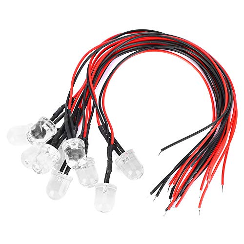 Fafeicy 50PCs Pre Wired LED Diodes, 10mm Orange 12V Light Emitting Diodes DIY Parts with 20cm Wires for Circuit Indicator RC Model Lighting