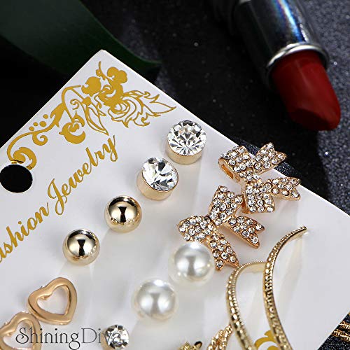 Image of Shining Diva Fashion Stylish Combo Design 6 Pairs Metal Earrings for Women and Girls (F12787er)