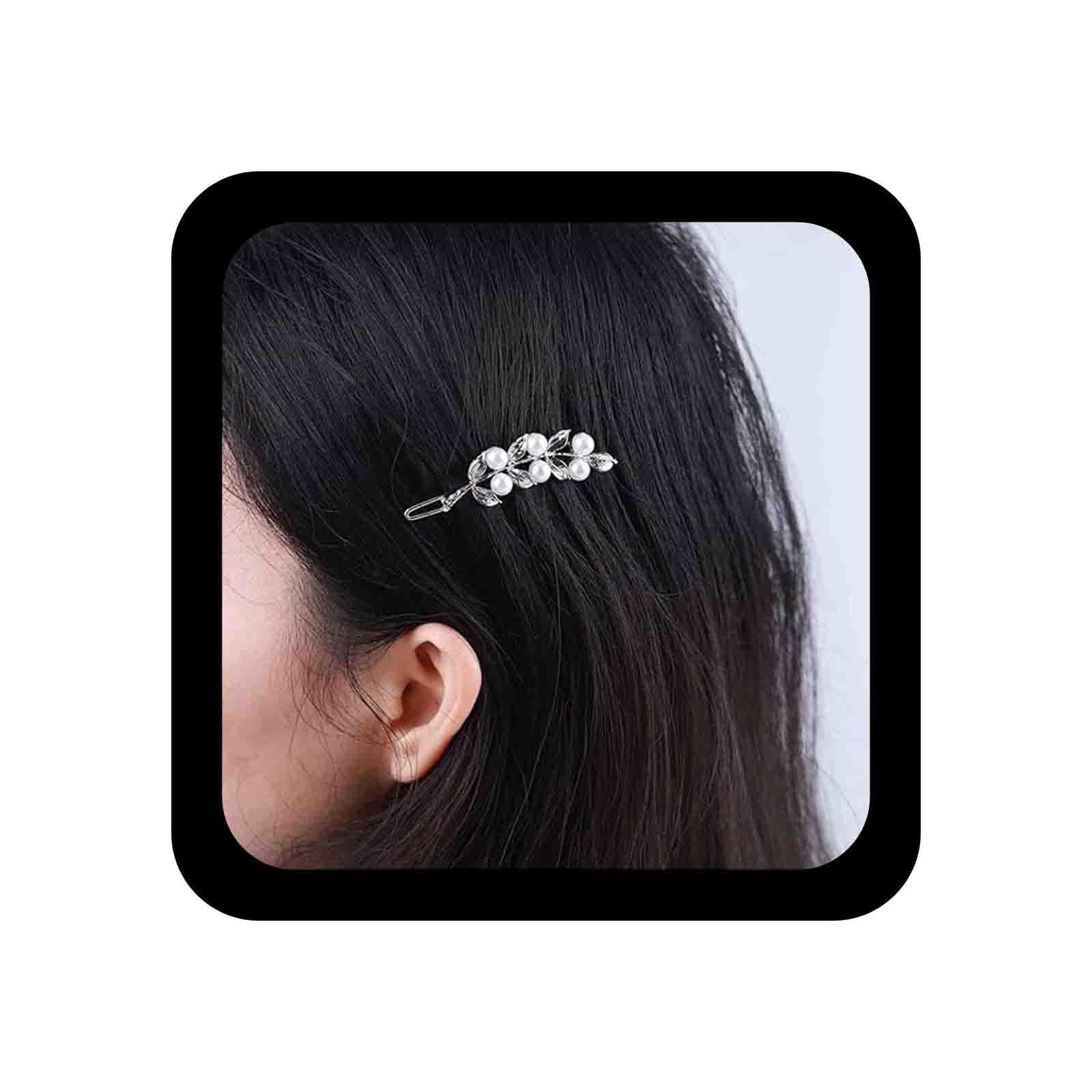Allereyae Haarspange Vintage – Goldene Olivenblatt-Design Mit Perlen, 6x2 Cm, Seitliche Haarspange Für Damen