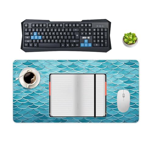 Blue Waves Squama Mermaid Scale Desk Pad de gran tamaño miniatura 4