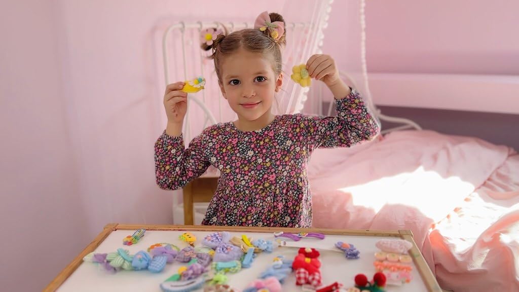 Lindos accesorios para el cabello para niñas, paquete de 69 pinzas para el pelo para niños, pasadores y lazos, pinzas forradas de cocodrilo, accesorios para el cabello para niñas pequeñas, niños y