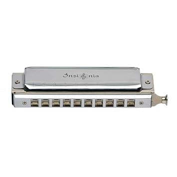 INSIGNIA 10 HOLE CHROMATIC HARMONICA (SILVER)