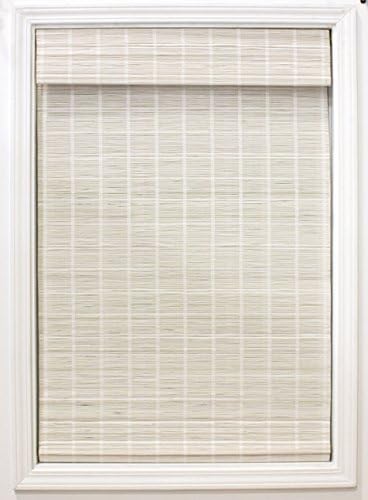Radiance - Matchstick Outdoor Roller Shades for Porch or Patio Privacy Screen, Roll-up Bamboo Blinds for Windows, White, 23" W x 64" L