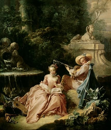 Toile François Boucher La Leçon de musique 60x90 cm impression haute définition art classique