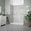 Ove Decors Misty 60 x 32 in. Solid Surface Alcove Shower Wall in Horizontal Grey Tiles