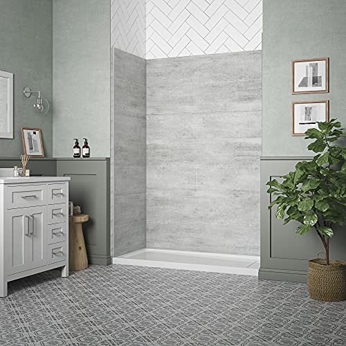 Ove Decors Misty 60 X 32 In. Solid Surface Alcove Shower Wall, Grey #TOP1