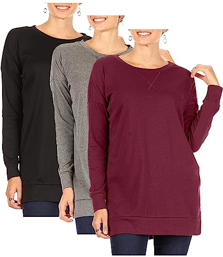 Womens Long Sleeve Tunic Tops for Leggings Casual Pullover Crew