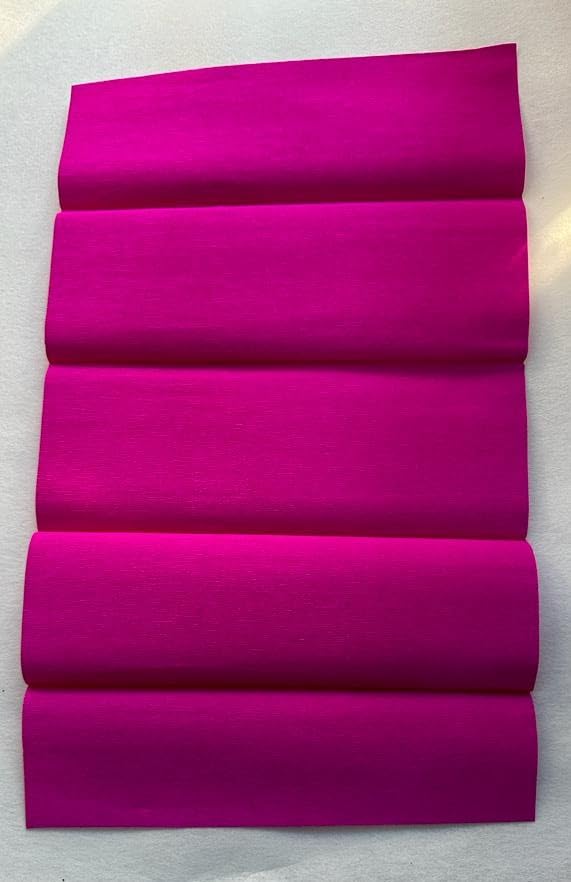 ProKart Flower Making Duplex Wrinkled Stretchable Crepe Paper for DIY Flower Making and Wrapping � Shade No. 5 (Pack of 6 Sheets) (Rani Pink) 1