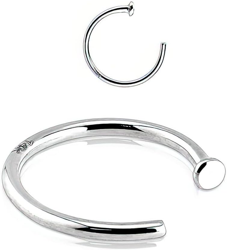 Forbidden Body Jewelry 14K Gold Nose Ring, Solid 8mm Hoop, Non-Irritating Skin Safe Real Gold, Women and Men