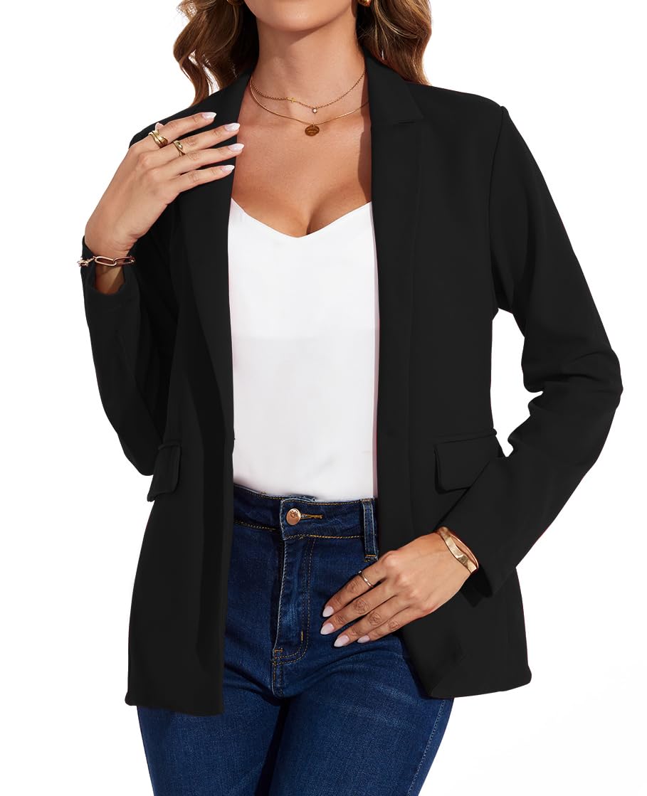 Blazer para mujer, chaqueta de un botón, chaqueta con muescas, casual, elegante, clásico, formal, manga larga, traje de trabajo con solapa