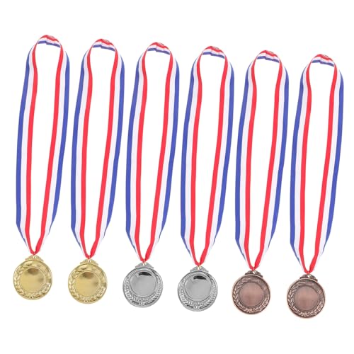 CORHAD 6 Piezas Medallas de Metal para Maratón con Colgante Aleatorio Premio Portátil Plata y Bronce para Competiciones Deportivas y Escolares