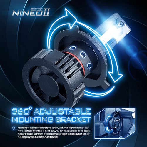 NINEO H4 Fog Light, 9003 Bulbs 500% Brighter with Fan 6500K White IP68 Waterproof Plug and Play Pack of 2 - Thumbnail 4