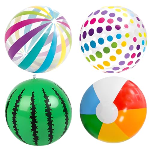 EIHI 4 Pezzi Palla gonfiabile spiaggia, Pallone gonfiabile spiaggia, Pallone da spiaggia, 40cm Palloni gonfiabili, A