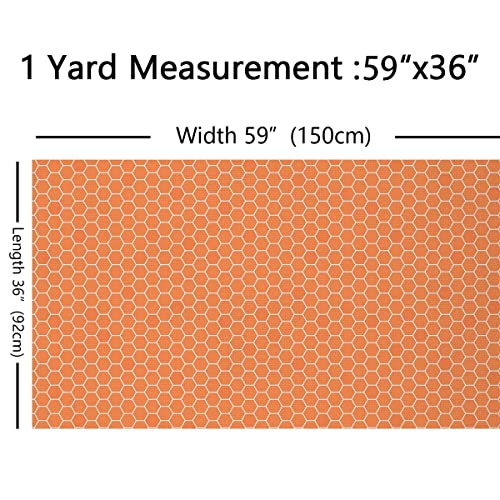Hexagon Upholstery Fabric for Chairs Honeycomb Abstract Geometric Fabric by The Yard Orange White Decorative Fabric for Upholstery and Home DIY Projects 5 Yards,(L460*W150cm) - Image 3