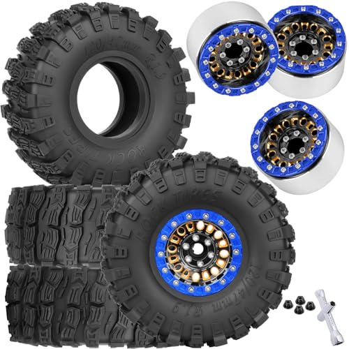 BRCatWPark 1.9 Brass Wheel Tires for 1/10 SCX10 SCX10 II 90046 SCX10 III AXI03007 SCX10 Pro TRX4 TRX6 Gen7/8 D90 VS4-10 MST CFX RC Crawler Car,1.9 Brass&Aluminum RC Off Road Wheel and Tires,BlackGold