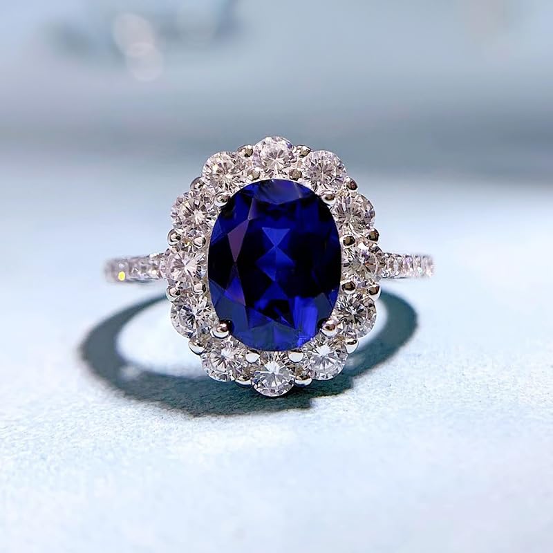 Chic S925 Sterling Silver Sapphire Wedding Ring with Dazzling Moissanites for Women, Ideal for Special Moments3