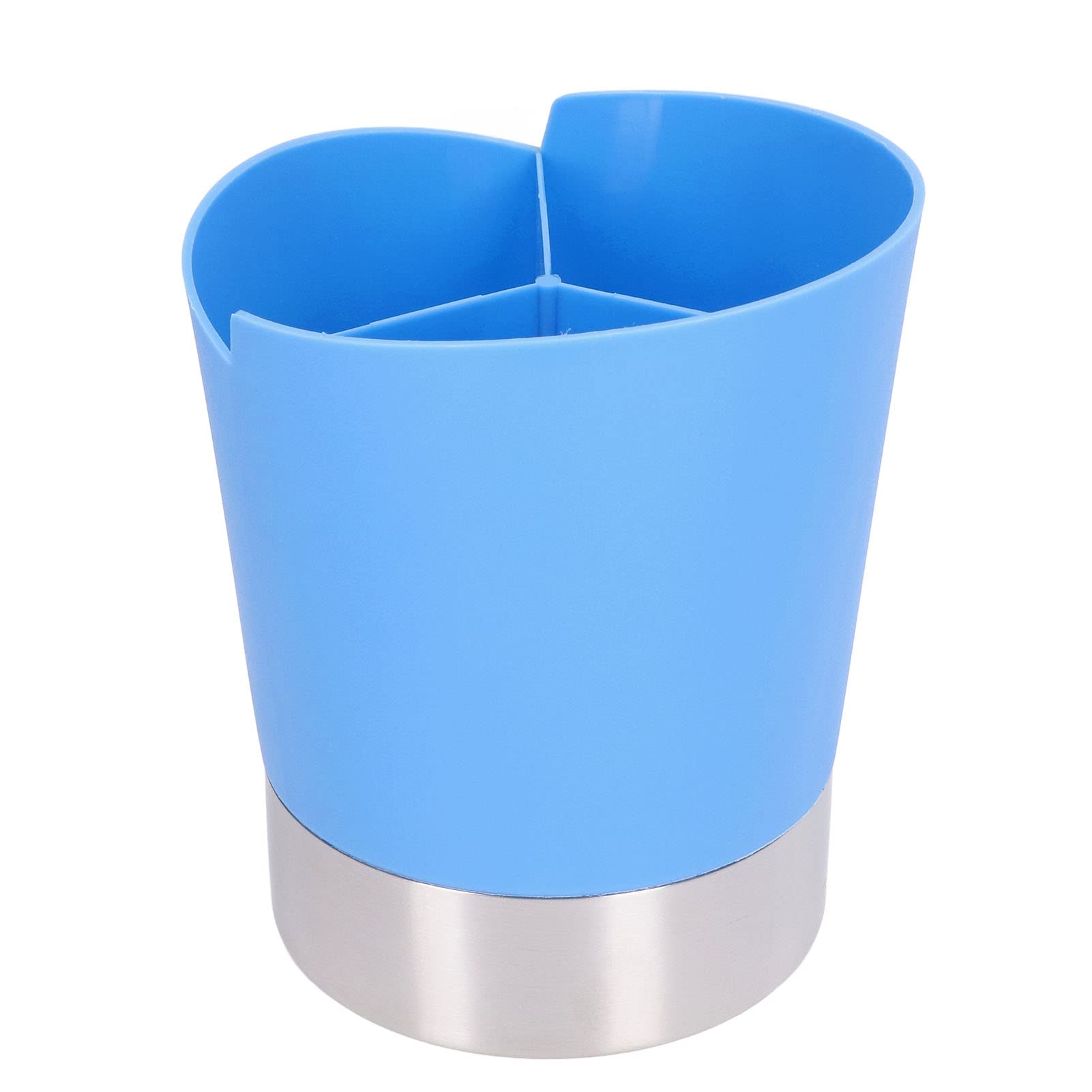 Straw Dispenser Blue Sturdy Durable 3 Compartments Stable Wide Application Straw Holder for Home Bar Restaurant Premium Plastic Stainless Steel Compact Size
