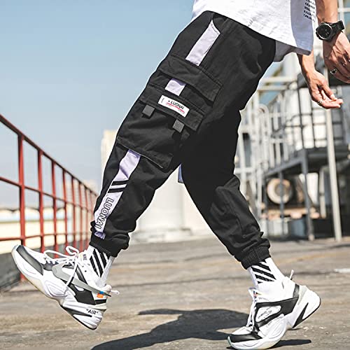 Men's Jogger Pants Punk Cargo Baggy Techwear Streetwear Hip Hop Couple Women Unisex Sports Casual Pants Black-04 X-Large #TOP7