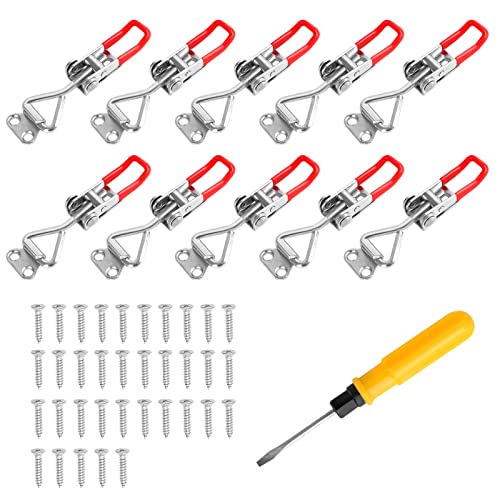 10 Stück Spannverschluss, Kistenverschluss mit Schrauben, Hebelverschluss Haltekraft 100kg, verstellbarer Schnellspanner Spannverschluss für Kisten, Schrank, Schublade Cover