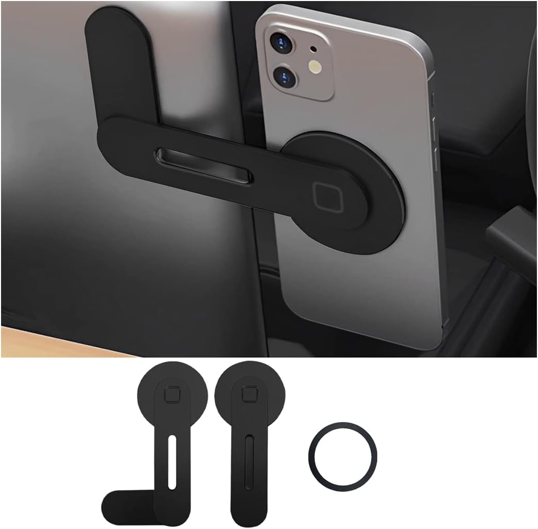 Magnetic Car Phone Mount, Invisible Design for Tesla Model 3/X/Y/S, Strong Magnet and 90° Rotation, Foldable Phone Holder for Car Screen Laptop, Compatible with All iPhone, Android, Smartphones
