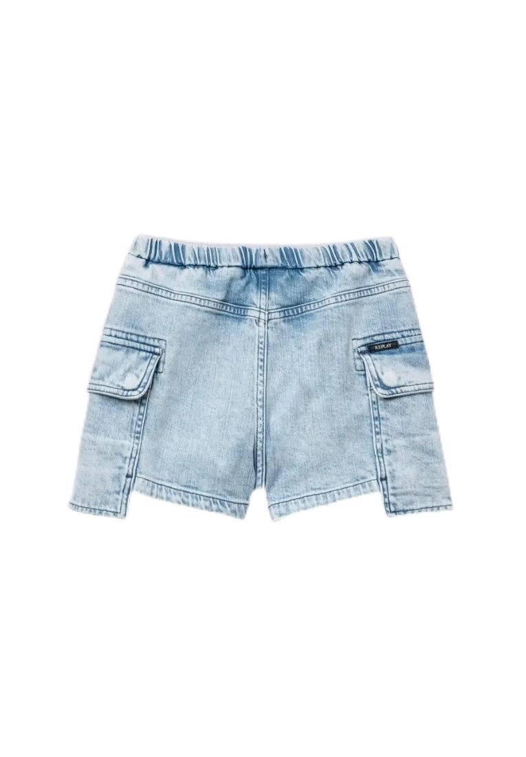 REPLAY SG9630.050.589 965, Pantalón corto vaquero con tejido elástico para niñas, Azul (Super Light Blue 011), 12 años