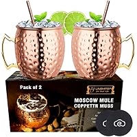 LIVEHITOP 2 Pieza Moscow Mule Taza Cobre con Costers, Mula Moscú
