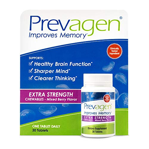 Prevagen Improves Memory Extra Strength 20mg, 30 Chewables |Mixed Berry| with Apoaequorin & Vitamin D | Brain Supplement for Better Brain Health, Supports Healthy Brain Function and Clarity