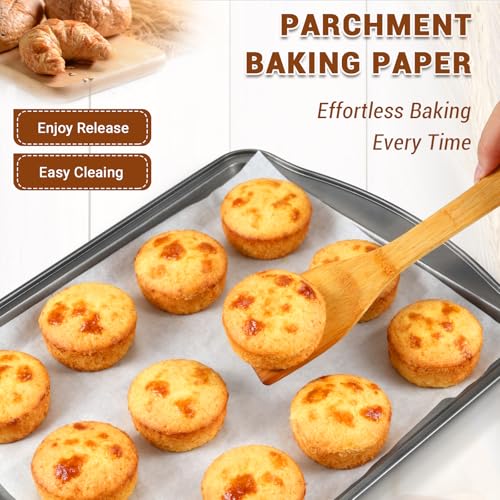 BEWOS Baking Sheet Pans With Racks Set - Including 17.6 × 12 × 1.26 Inch Carbon Steel Baking Sheet, Set of 106 (3 Sheets + 3 Cooling Racks + 100 Parchment Paper), Nonstick Bakeware sets for Baking by BEWOS - Used condition - Image 5