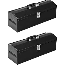 2Pcs Portable Tool Box, Metal Latch Closure, 19" Hip Roof Style, Ideal for Trailer, Mechanic, DIY-ers, Car Toolbox, Workshops, Garages, Repair Shops,Black