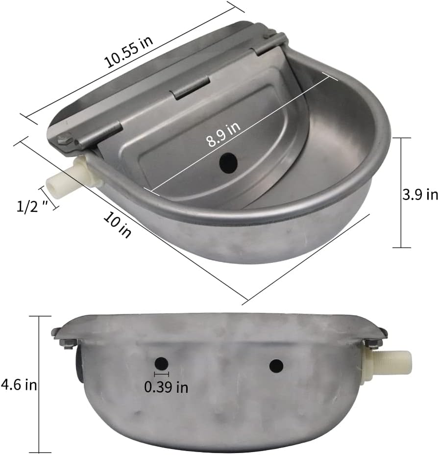 304 Stainless steel Automatic Livestock Waterer with Float Valve and 39 inch Water Hose(one end 3/4''), Automatic Water Bowl for Dogs,Horse,Calf,Chicken,Goat, Farm Livestock Horse Waterer Dispenser : Pet Supplies