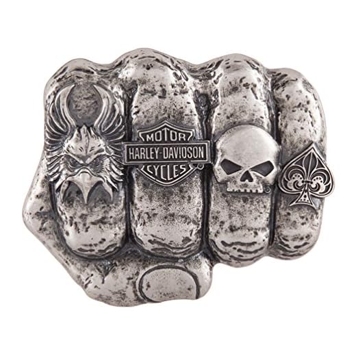 Harley-Davidson Men's Fist Forward Belt Buckle, Antique Nickel Finish HDMBU11417