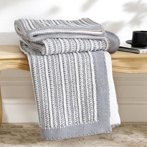 Amélie Home Striped Knit Throw Blanket for Couch,...