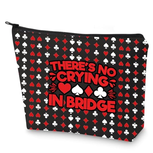 G2TUP Bridge Player Gifts for Women Zipper Bag Bridge Card Game Makeup Bag There’s No Crying In Bridge Lover Gift (Crying Bridge New)