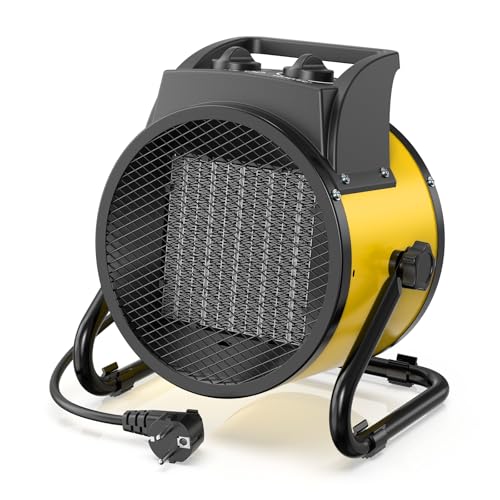 DAHTEC Chauffage Soufflant 3000W - Chauffe Rapide & Économie d'Énergie - Industriel Radiateur électrique - Angle Réglable & Thermostat - Idéal pour la Maison, Atelier et la Chantier