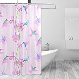 jstel Decor Duschvorhang Kolibri Orchidee Blumen pink Muster Print 100prozent Polyester Stoff Vorhang für die Dusche 152,4 x 182,9 cm für Home Badezimmer Deko Dusche Bad Gardinen