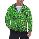 KUPTYEZR Sudadera con capucha gruesa y cálida con cremallera para hombre, textura de piel de cocodrilo, chaqueta de invierno con bolsillos, Textura de piel de cocodrilo, S
