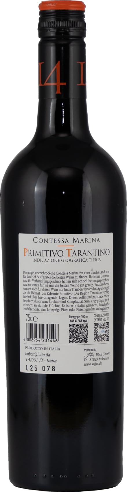 Primitivo di Marina IGT "14" Contessa Marina Rotwein Apulien halbtrocken (6 x 0.75l)